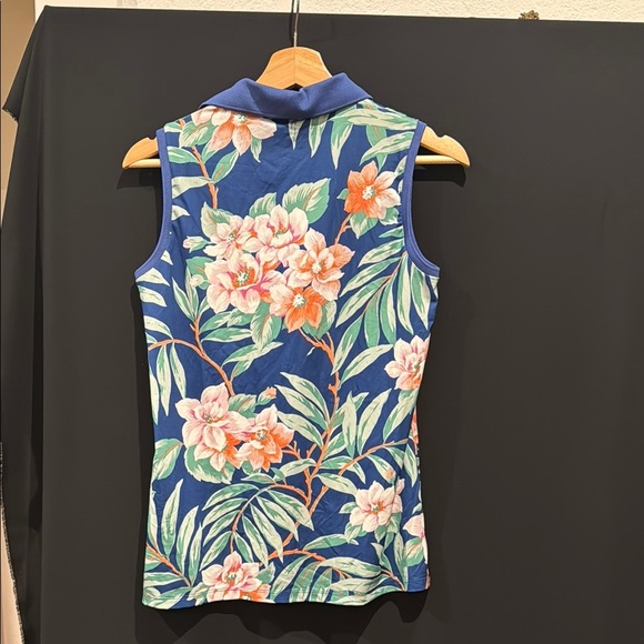 RLX Ralph Lauren Women's Blue Floral Sleeveless Golf/Tennis/Pickleball Top NWT - Picture 9 of 11